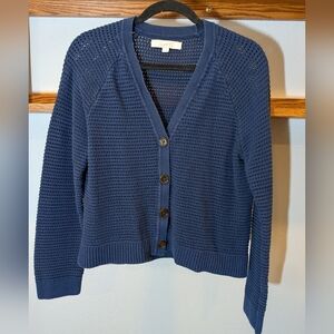 LOFT Navy Blue Open-Knit Cardigan